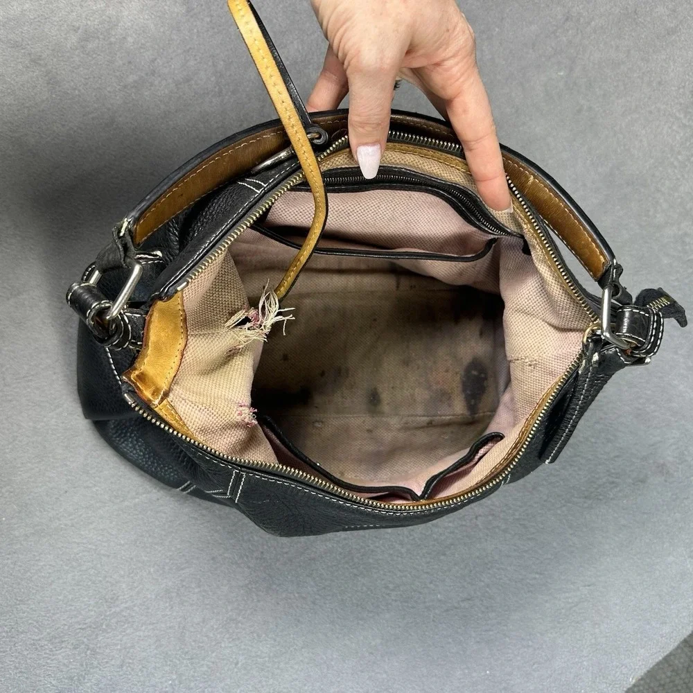 Vintage Dooney & Bourke Pebbled Leather Shoulder Bag Black Hobo Legacy Y2K